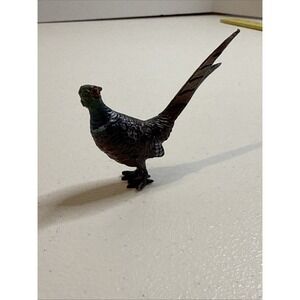 1900s Antique Austrian Vienna Miniature Painted Bronze Figure Pheasant Trinket